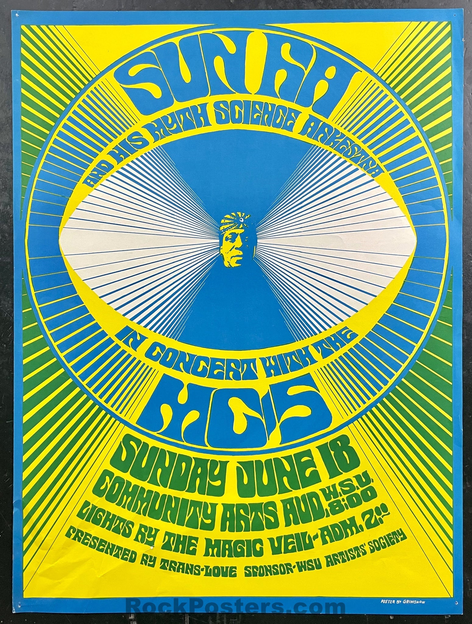AUCTION -  AOR 3.134 - Sun Ra MC5 - 1967 Poster - Wayne State University - Very Good