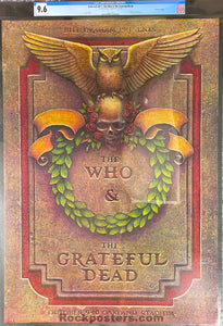 AUCTION -  AOR 4.43 - The Who Grateful Dead - 1976 Poster - Oakland Coliseum - CGC Graded 9.6