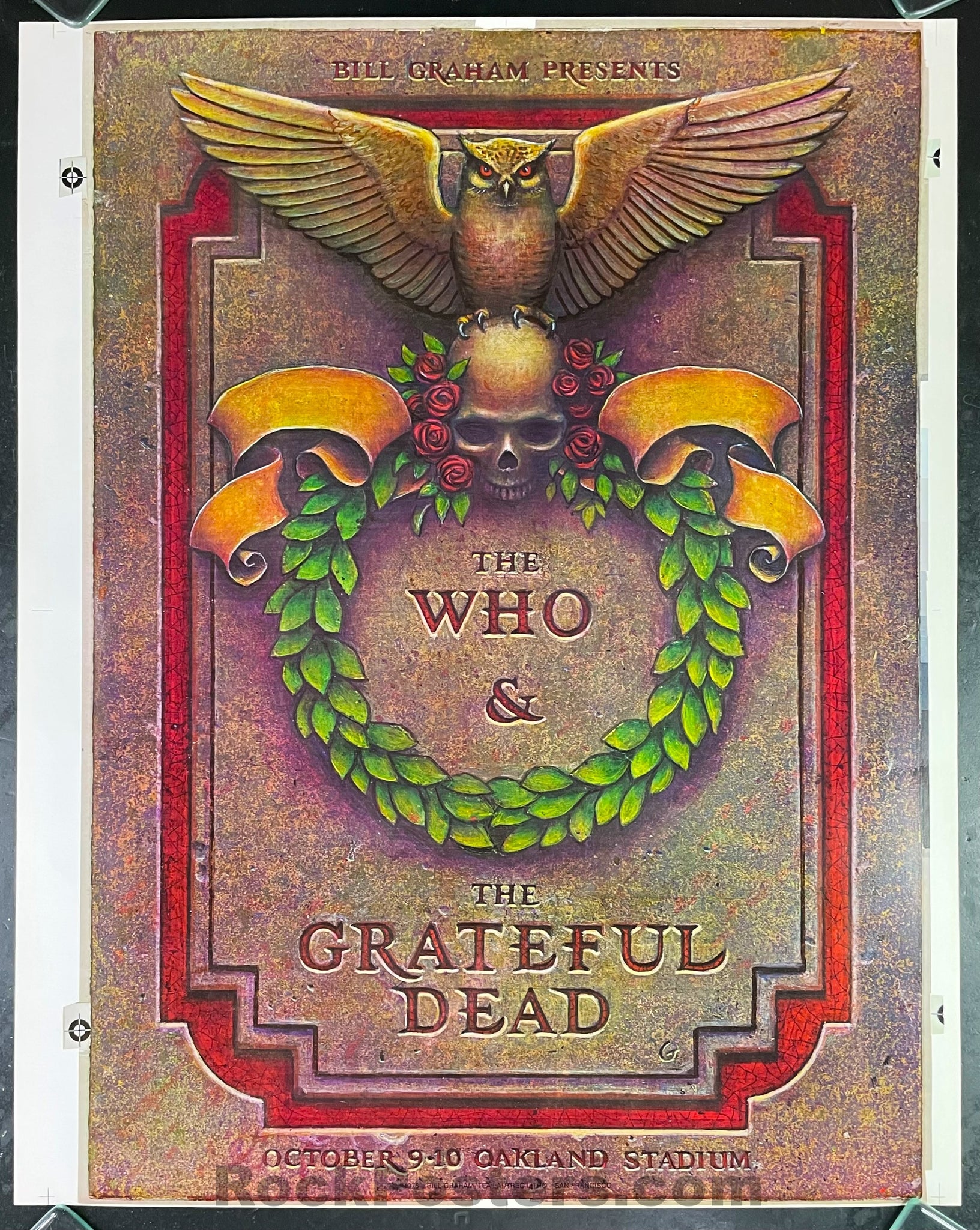 AUCTION - AOR  4.43 - Grateful Dead The Who - Uncut Proof - 1976 Poster - Near Mint Minus