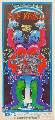 AUCTION - AOR 4.55 - John Mayall Muddy Waters - Greg Irons - 1969 Handbill  - Winterland  - Near Mint Minus
