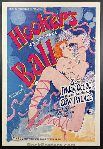 AUCTION - AOR 4.62 - 5th Annual Hooker's Ball - 1978 Poster - Cow Palace - Excellent