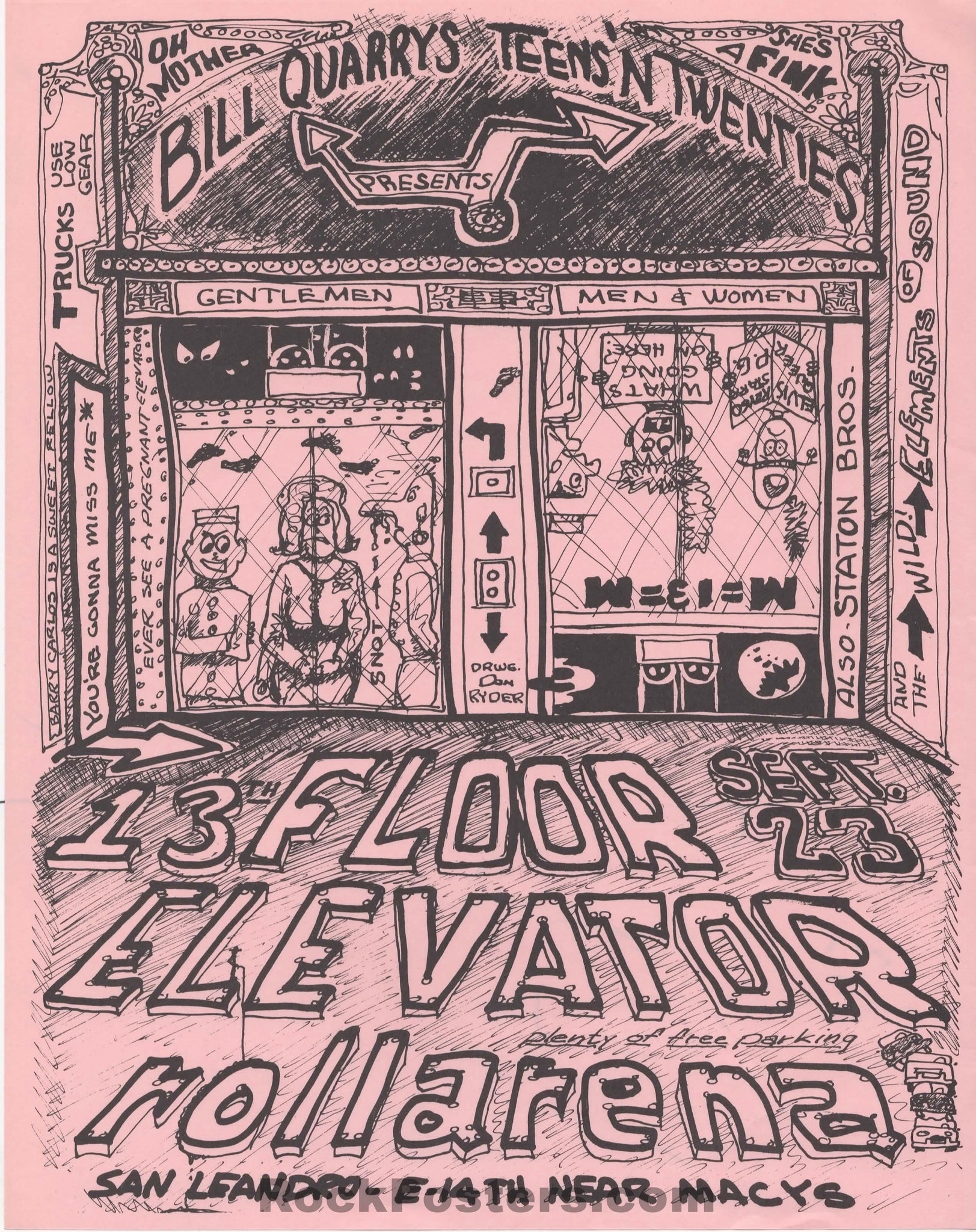 AUCTION - AOR 2.295 - 13th Floor Elevators - 1967 Handbill - Rollarena - Near Mint Minus