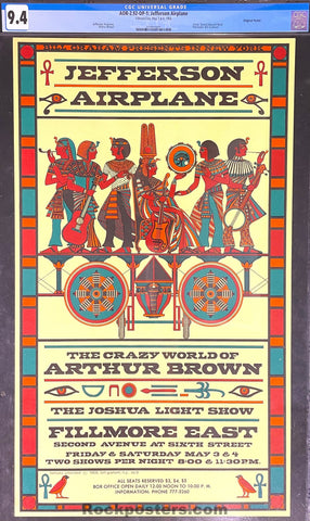 AUCTION - AOR 2.92 - Jefferson Airplane - 1968 Poster - Fillmore East - CGC Graded 9.4