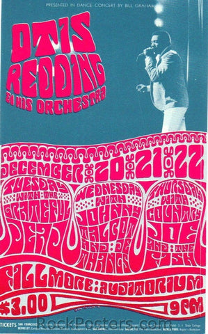 BG43 - Otis Redding Handbill - Fillmore Auditorium (20-22-Dec-66) Condition - Mint