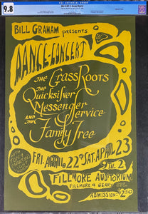 AUCTION - BG-0-OP-1 - Quicksilver Grass Roots - 1966 Poster - Fillmore Auditorium - CGC Graded 9.8