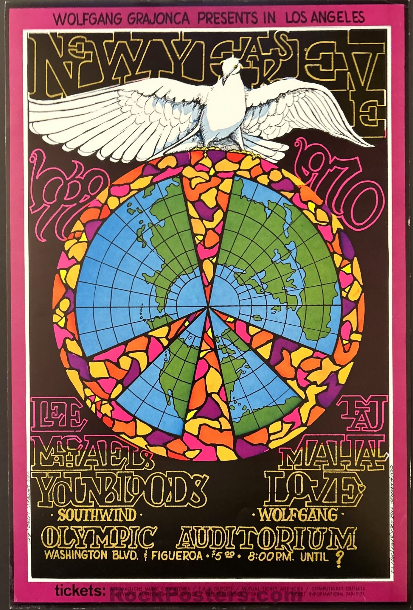 AUCTION - BG-100A - Love/Youngbloods - Bonnie MacLean - Original 1969 Poster - Los Angeles - Excellent