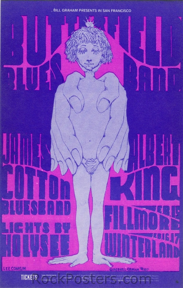 BG107 - Butterfield Blues Band Postcard - Fillmore Auditorium (15-Feb-68) Condition - Mint