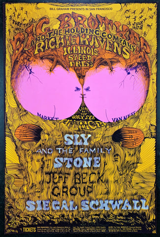 AUCTION - BG-129 - Jeff Beck Big Brother Janis - Artist Signed Poster  - Fillmore West - Near Mint Minus