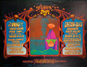 AUCTION - BG-133 - The Who Grateful Dead - Rick Griffin SIGNED Poster - Fillmore West - Excellent