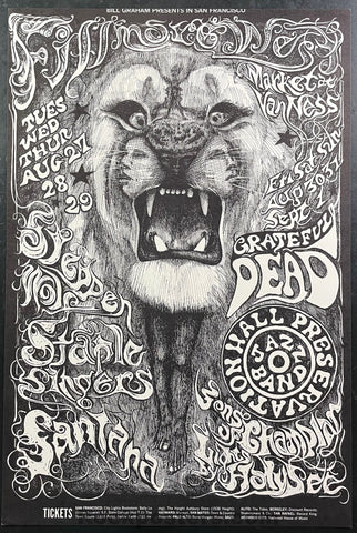 AUCTION - BG-134 - Grateful Dead Santana - Fillmore West - 1968  Poster - Near Mint Minus