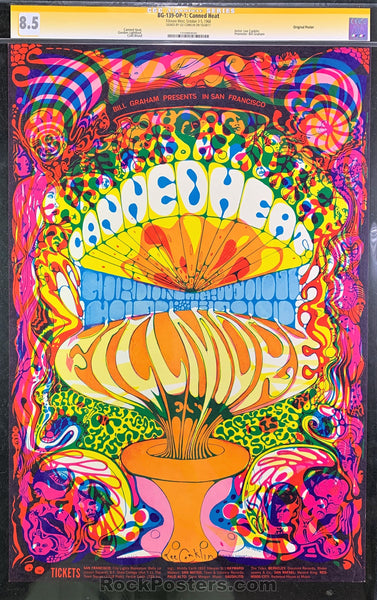 AUCTION - BG-139 - Canned Heat Poster - Lee Conklin Signed - Fillmore West - CGC Graded 8.5