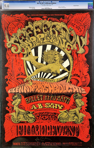 AUCTION - BG-142 - Jefferson Airplane - 1968 Poster  - Lee Conklin Signed - Fillmore West - CGC Graded 9.6