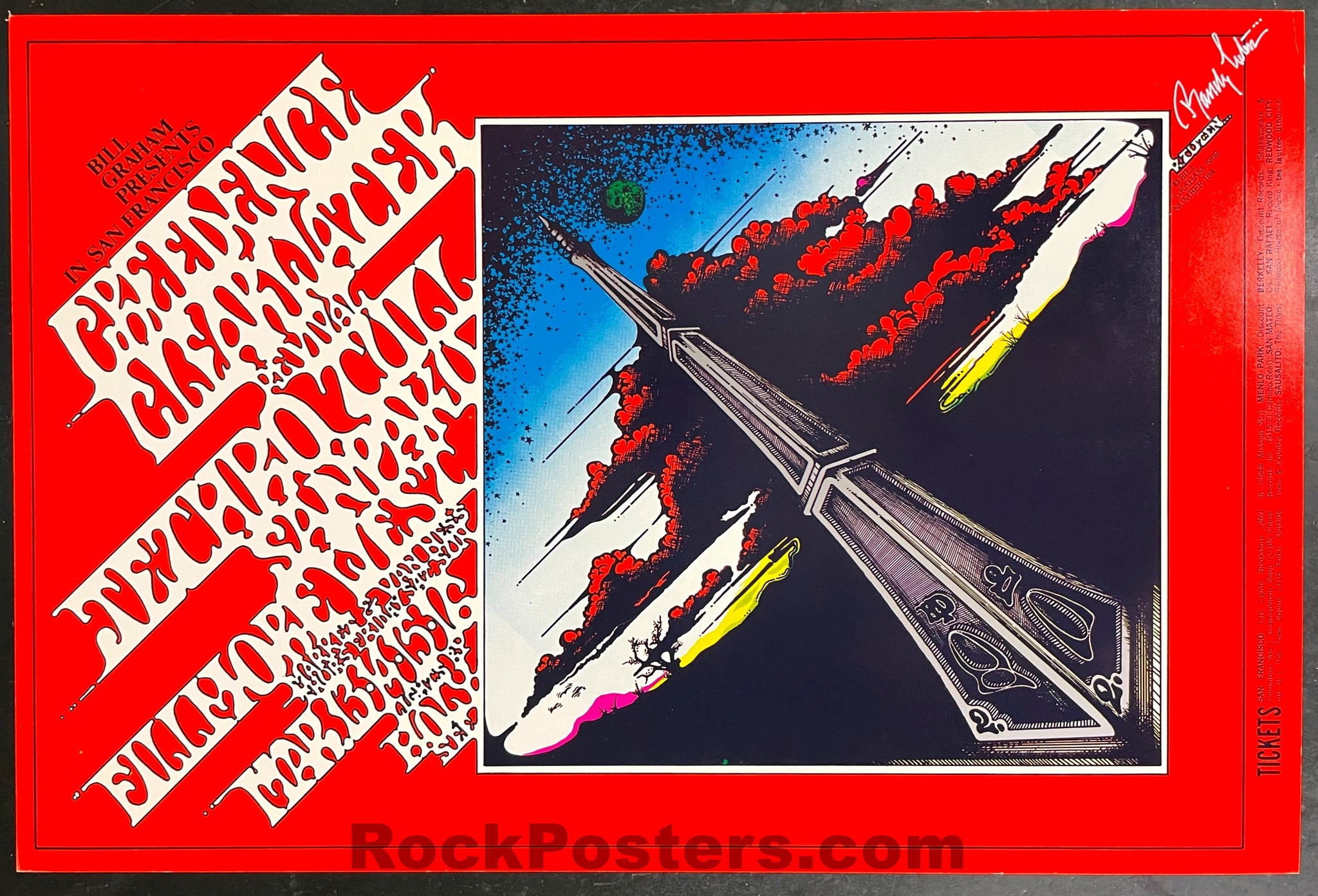 AUCTION - BG-164 - Creedence Clearwater - Randy Tuten Signed - 1969 Poster - Fillmore West - Near Mint Minus