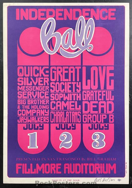 AUCTION - BG-14 - Grateful Dead - Wes Wilson Signed - 1966 Poster - Fillmore  Auditorium - Near Mint Minus