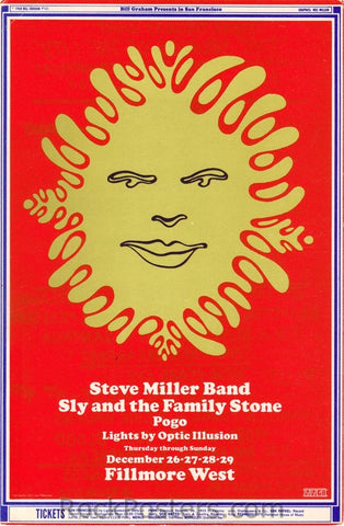 BG151 - Steve Miller Blues Band Postcard - Fillmore Auditorium (26-Dec-68) Condition - Mint