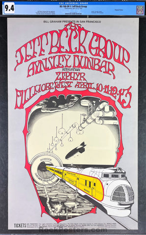 AUCTION - BG-168 - Jeff Beck Group  - 1969 Poster - Fillmore West - CGC Graded 9.4
