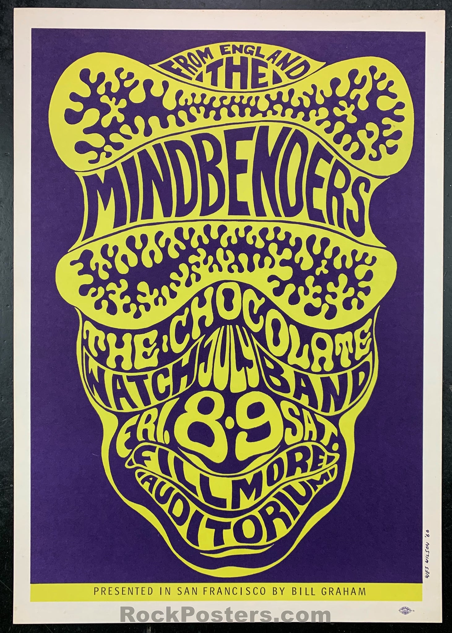 AUCTION - BG-16  - Chocolate Watchband Mindbenders - 1966 Poster - Fillmore Auditorium - Excellent