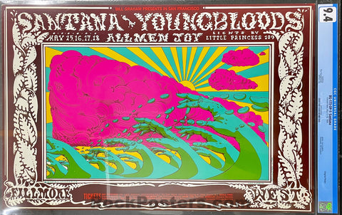 AUCTION - BG-173 - Santana Youngbloods - 1969 Poster - Fillmore West  - CGC Graded 9.4