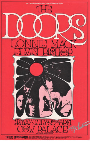 AUCTION - BG-186 - The Doors - Randy Tuten SIGNED - 1969 Postcard - Cow Palace - Near Mint