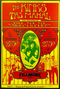 AUCTION - BG-204 - Kinks Taj Mahal - Randy Tuten Signed - 1969 Poster - Fillmore West - Excellent