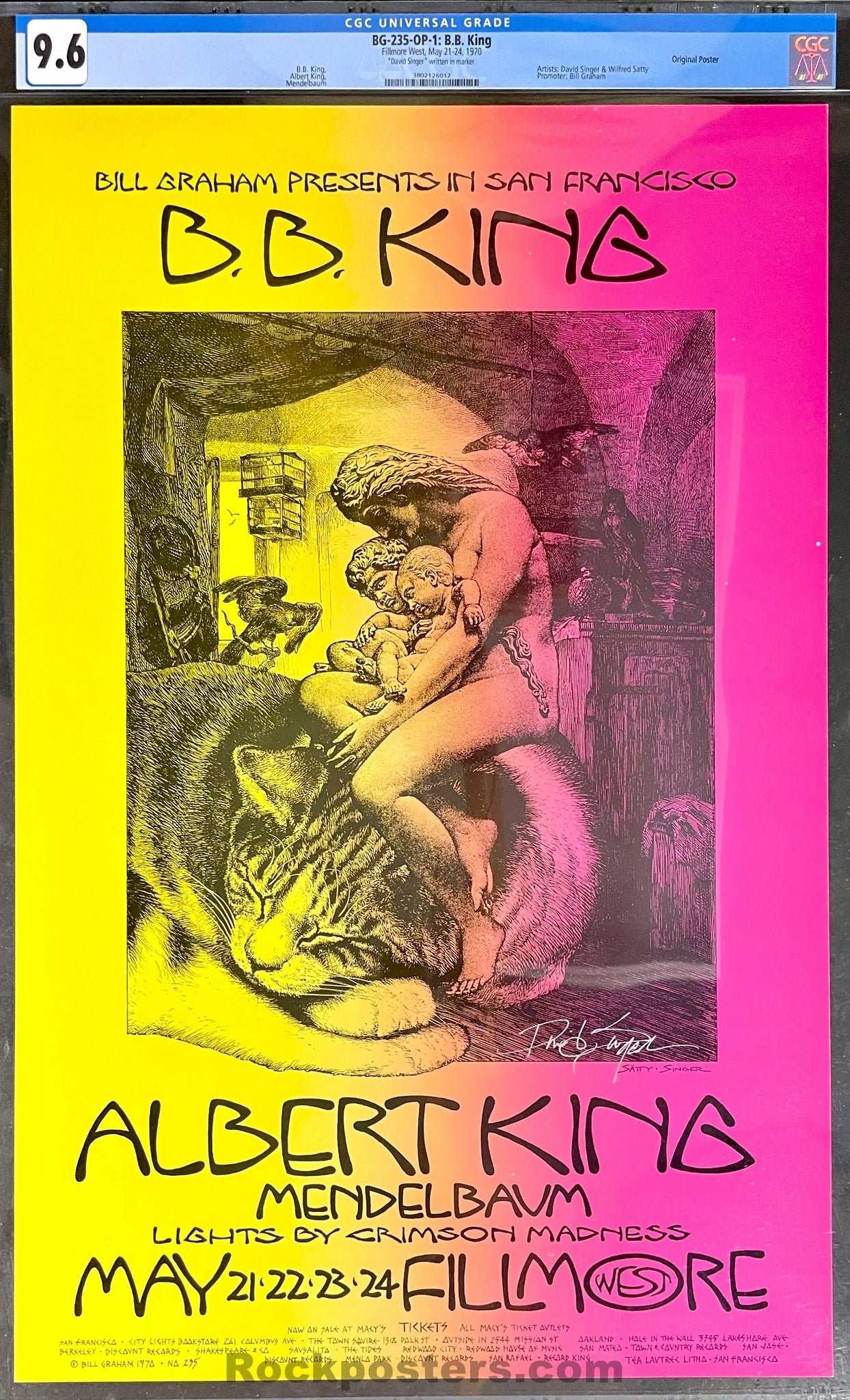 AUCTION - BG-235 - B.B. King Poster - David Singer Signed - Fillmore West - 1968 Poster - CGC Graded 9.6