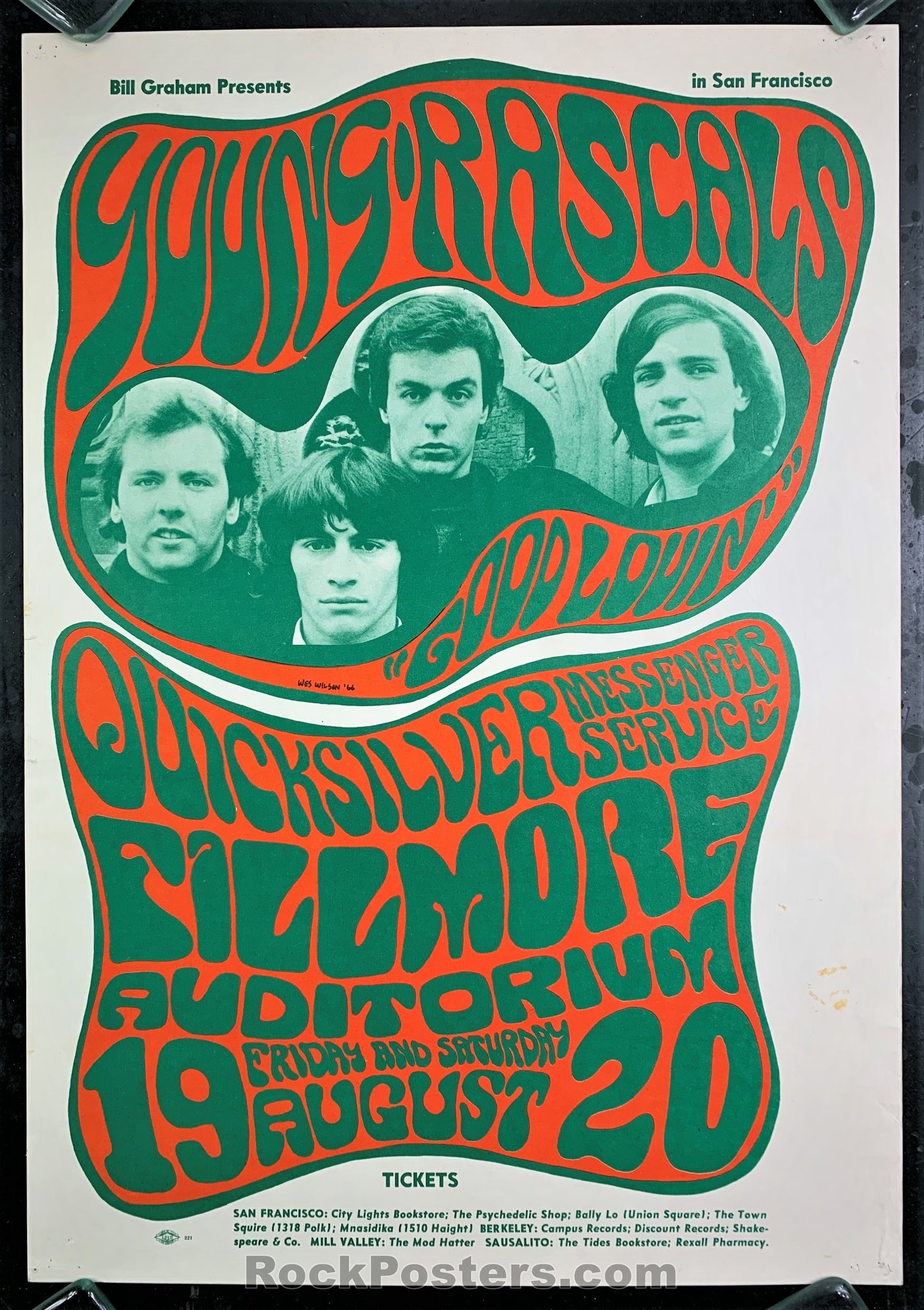 BG-24 - Young Rascals - Wes Wilson - 1966  Poster - Fillmore Auditorium  - Excellent