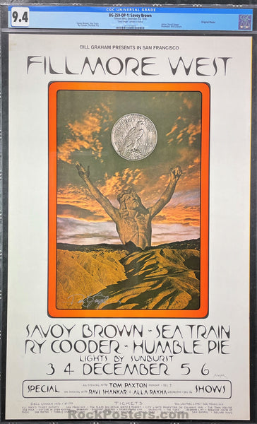 AUCTION -  BG-259 - Savoy Brown - 1970 Poster - David Singer Signed - Fillmore Auditorium - CGC Graded 9.4