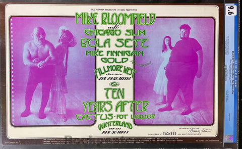 BG-278 - Mike Bloomfield - Chicago Slim Bola Sete - Randy Tuten Signed - 1971 Poster - Fillmore West & Winterland - CGC Graded 9.6