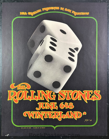 Auction - BG-289 - Rolling Stones - David Singer Signed - Original 1972 Poster - Winterland - Very Good