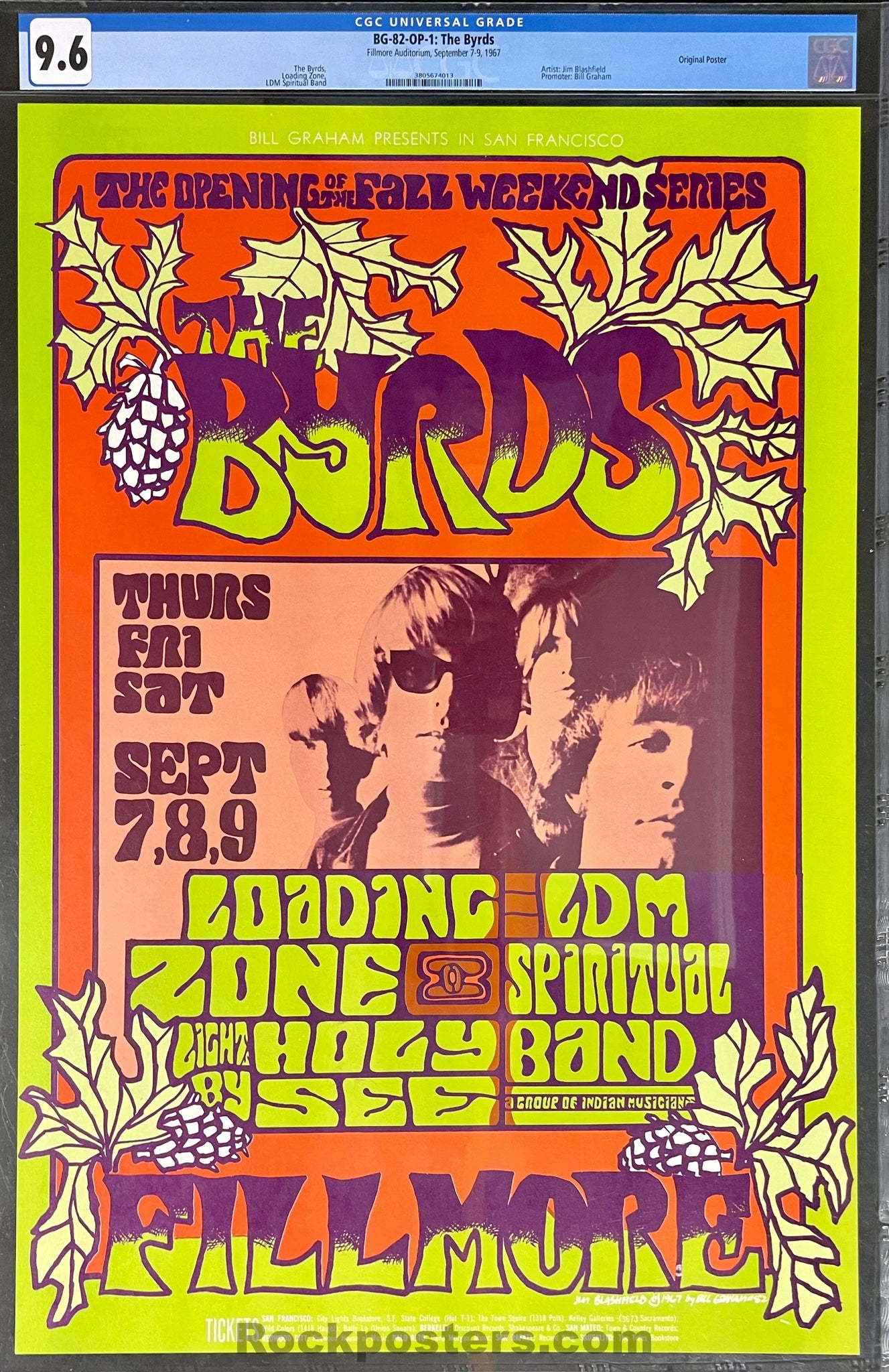 BG-82 - The Byrds - Jim Blashfield - 1967 Poster - Fillmore Auditorium - CGC Graded 9.6