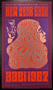 AUCTION - BG-37 - Grateful Dead - New Years - 1966-1967 Poster - Fillmore  Auditorium - Excellent