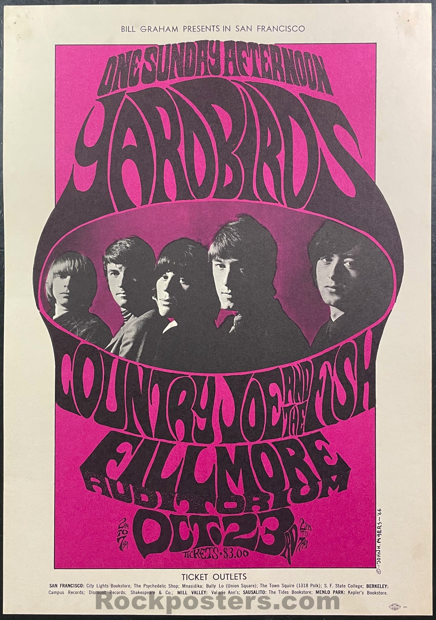 AUCTION - BG-33 - Yardbirds Beck Page - 1966 Poster - Fillmore Auditorium - Excellent
