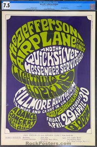 AUCTION - BG-4 - Jefferson Airplane - 1966 Poster - Fillmore Auditorium - CGC Graded 7.5
