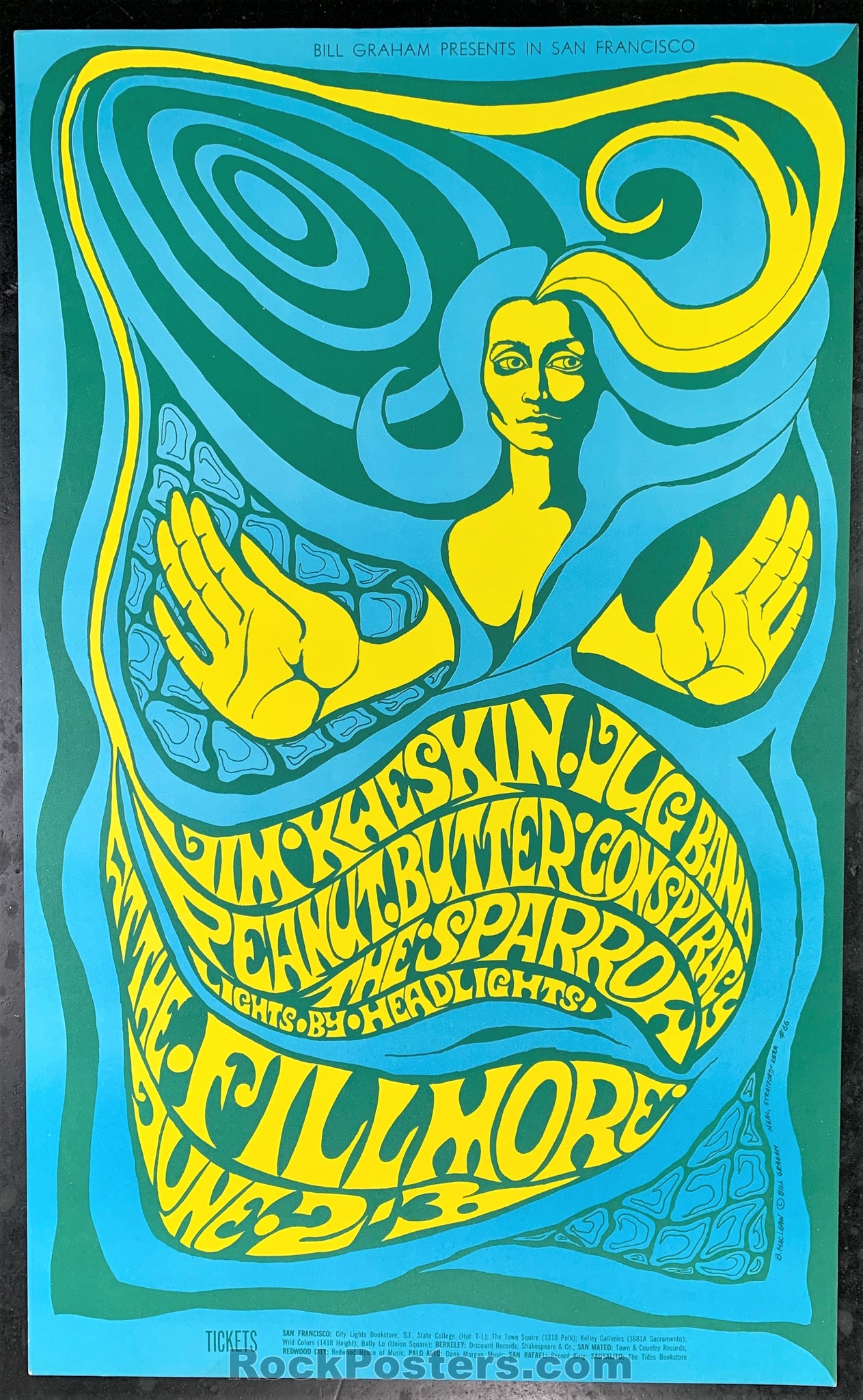 AUCTION - BG-66 - Jim Kweskin - 1967 Poster - Fillmore Auditorium - Near Mint