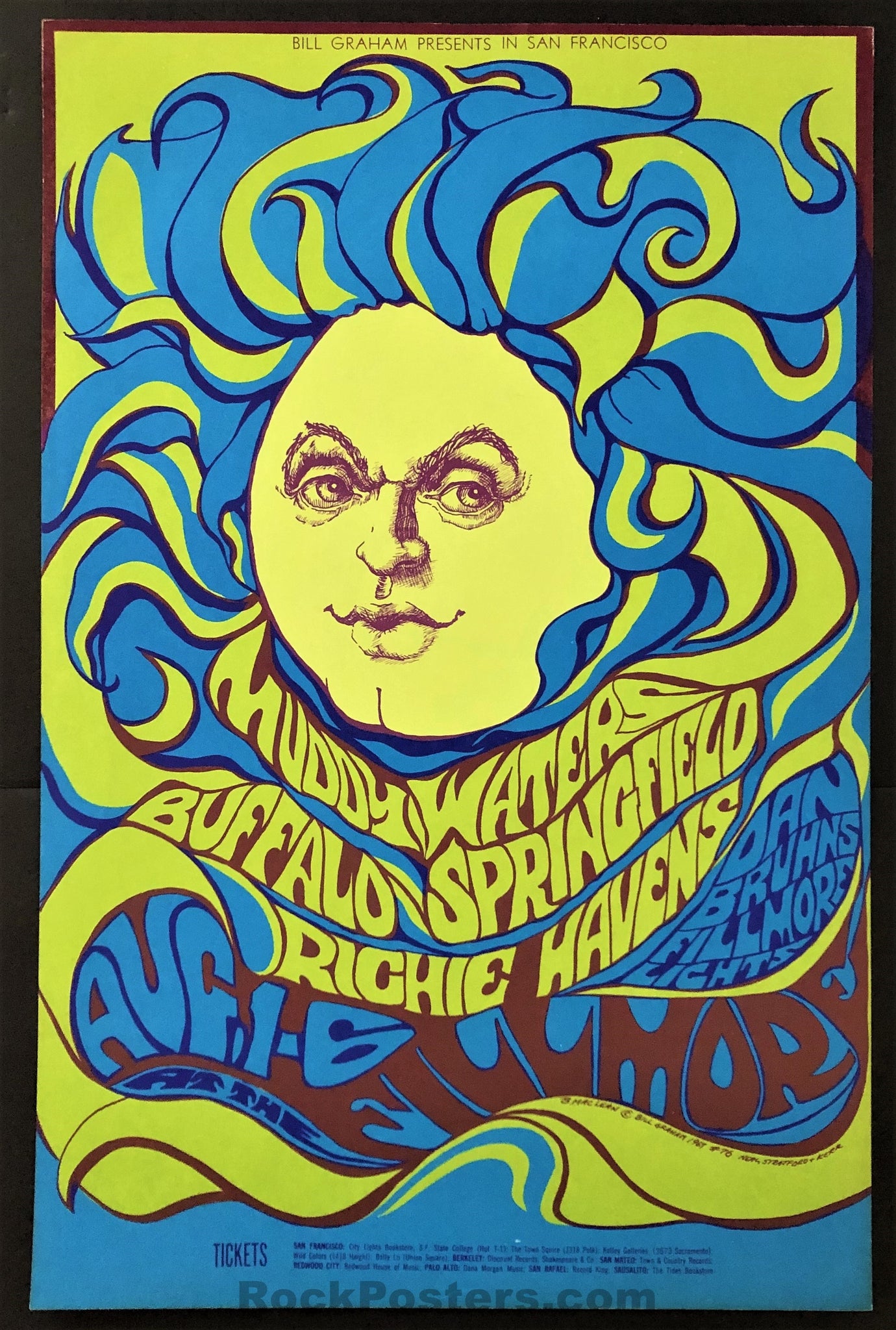 AUCTION - BG-76 - Buffalo Springfield - Bonnie MacLean - 1967 Poster - Fillmore - Excellent
