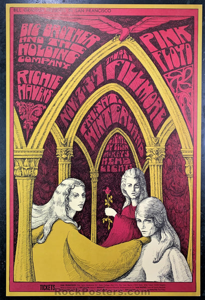 AUCTION - BG-91 - Pink Floyd Janis Joplin - 1967 Poster - Fillmore & Winterland - Near Mint Minus