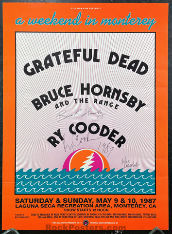 AUCTION -  BGP-11 - Grateful Dead - Hornsby Cooder Signed - 1987 Poster - Laguna Seca - Good