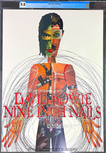 AUCTION - BGP-132 - David Bowie Nine Inch Nails - 1995 Poster - Shoreline Amphitheatre - CGC Graded 9.8