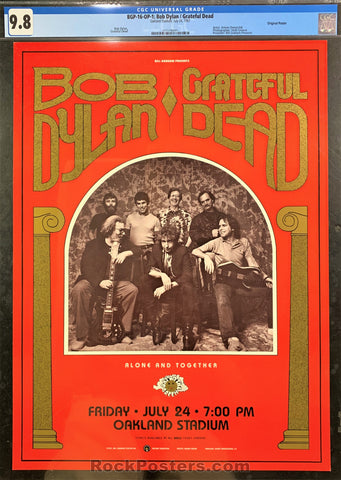 AUCTION - BGP-16 - Grateful Dead Bob Dylan Poster - Oakland Stadium - CGC Graded 9.8