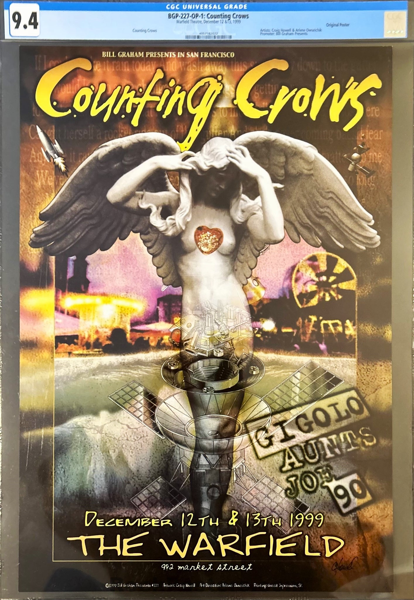 BGP-227 - Counting Crows - 1999 Poster - Warfield Theater - CGC Graded 9.4