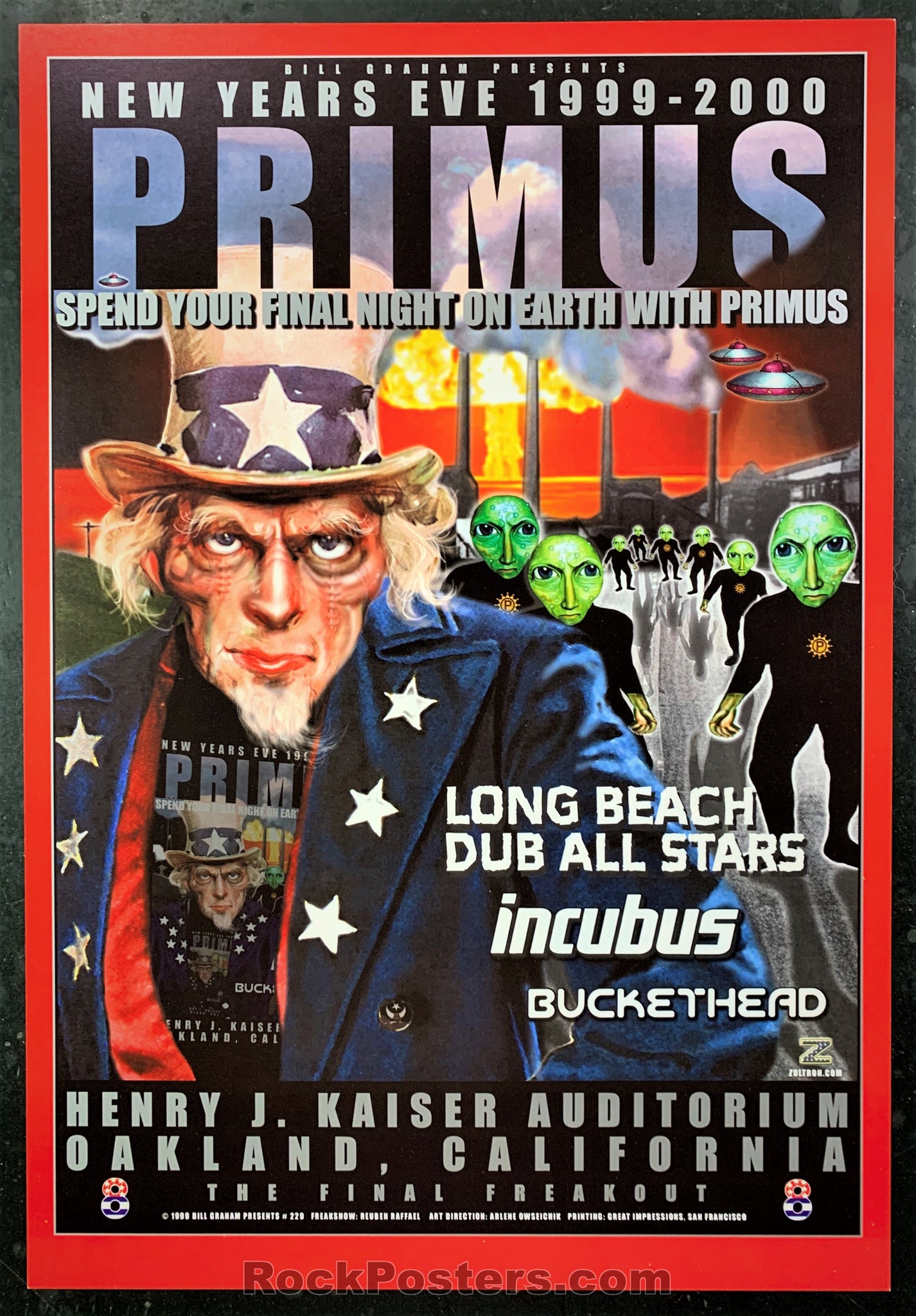 BGP-229 - Primus - Henry J. Kaiser Auditorium - 1999 Poster - Near Mint