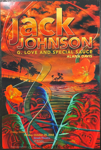 BGP-289 - Jack Johnson - 2002 Poster - Greek Theater - Excellent