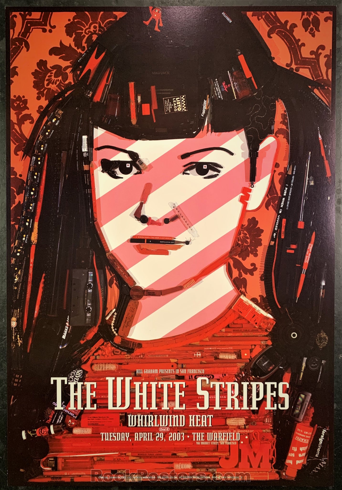 BGP-301 - White Stripes - Jason Mecier - 2003  Poster - Warfield Theater - Near Mint Minus