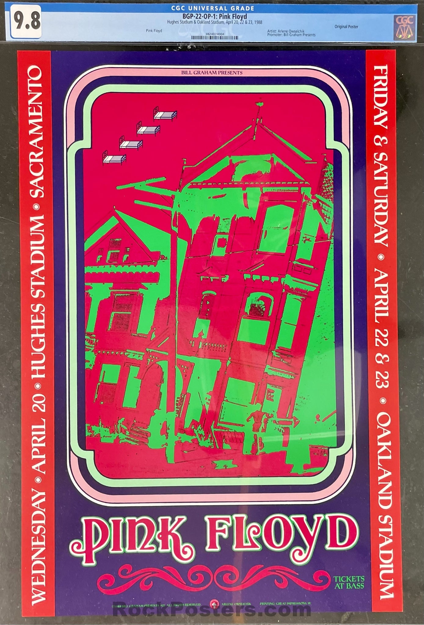 BGP-22 - Pink Floyd - 1988 Poster - Oakland & Huges Stadium - CGC Grad – SF  Rock Posters & Collectibles