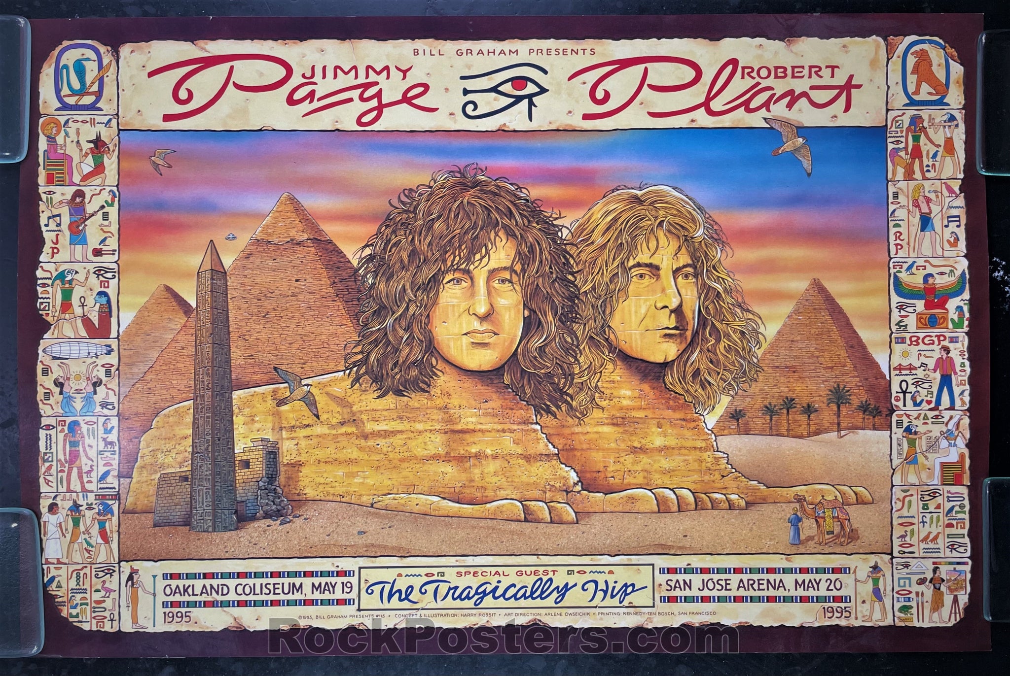 AUCTION - BGP-115 - Led Zeppelin Page & Plant - Harry Rossit 1995 Poster - Excellent