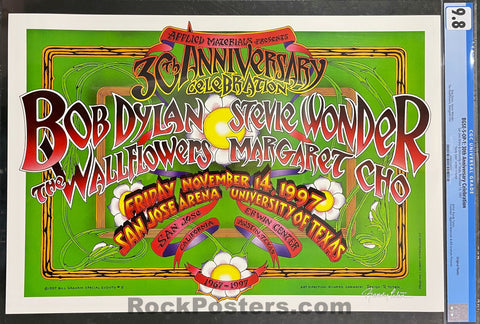 BGSE-5 - Bob Dylan Stevie Wonder - Randy Tuten Signed - 1997 Poster - San Jose Arena - CGC Graded 9.8