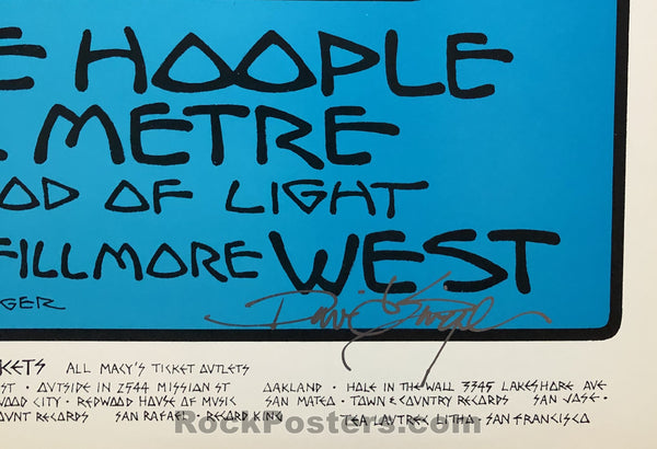 AUCTION -  BG-242 - Mott the Hoople Quicksilver - David Singer Signed - 1970 Poster - Fillmore West - Mint