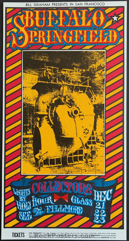 AUCTION - BG-98  - Buffalo Springfield - Allman Brothers - Mouse Signed - 1967 Poster - Fillmore Auditorium - Mint