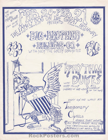 AUCTION - Family Dog - Big Brother Rhythm Dukes - Great Highway - 1970 Handbill - Excellent