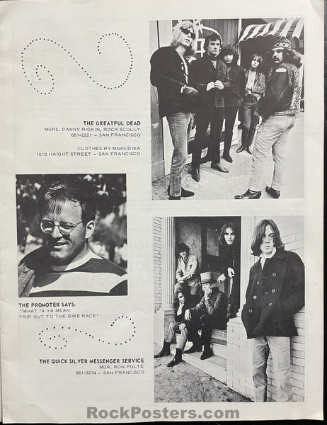 AUCTION - AOR 2.186 - Grateful Dead -  1966 Program - Pescadero Bicycle Race - Excellent